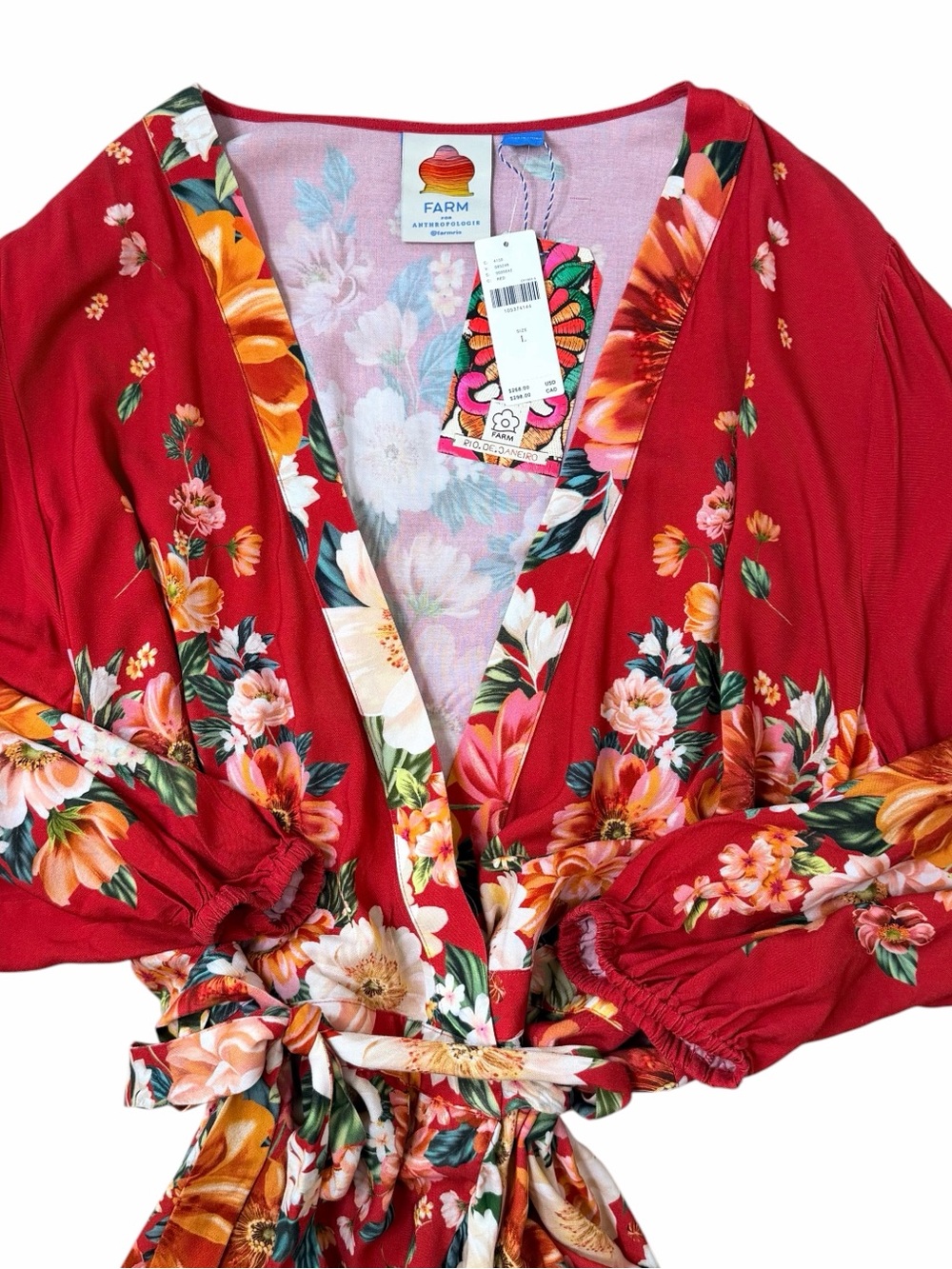 FARM Rio NWT Floral Wrap Dress. Size Large. - Picture 9 of 10
